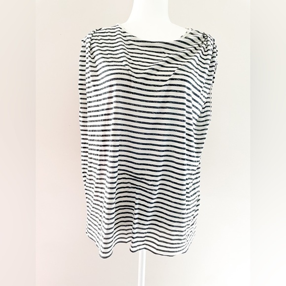 Allsaints Cotton Black And White Striped Sleeveless Top Size 0 Flowy Top - Picture 1 of 12